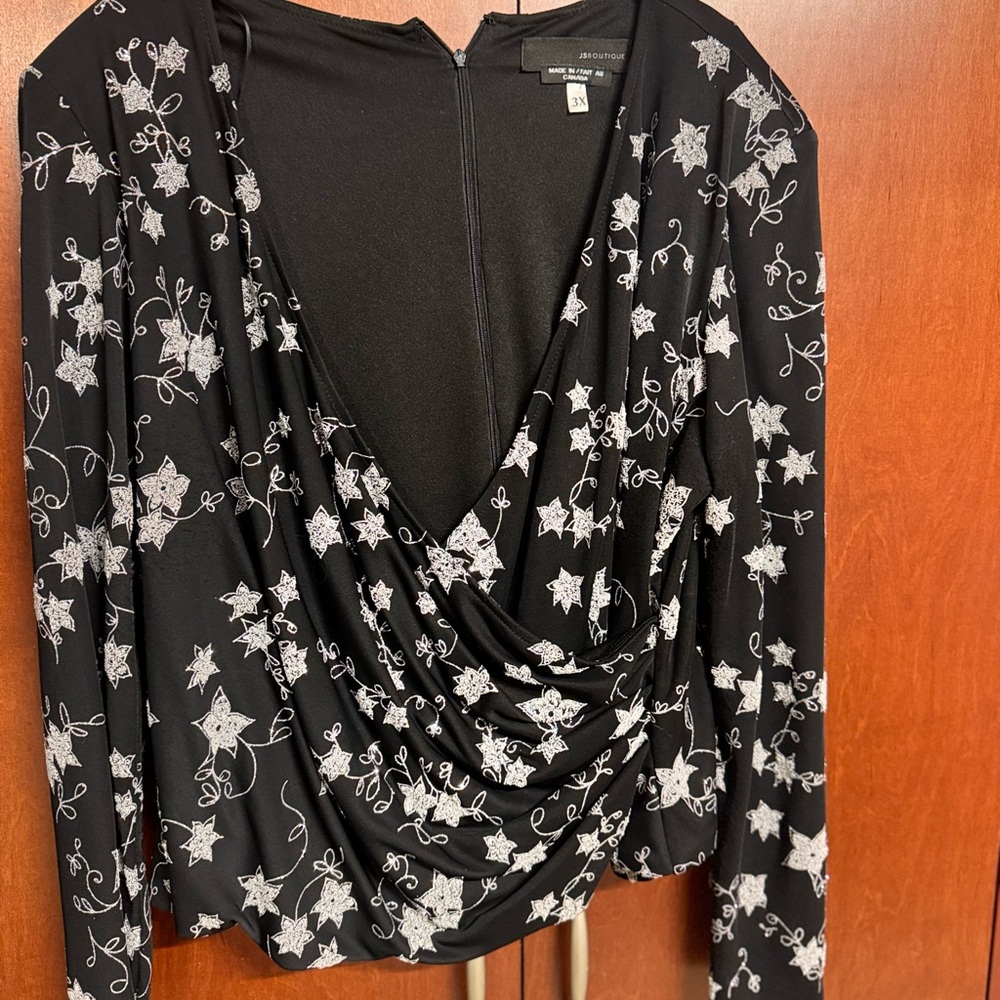 JS Boutique Black and Silver embellished top